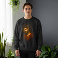 Black sweatshirt featuring a painted portrait of Jesus with a crown of thorns.