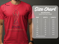 T-shirt size chart with measurements for Gildan 5000 shirts.