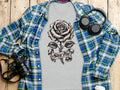 Grey t-shirt with rose and 