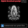 Virgin Mary framed by roses, digital download for black.