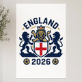 England 2026 crest with lion and St. George's cross, on a white background.