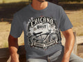 Chicano Built Lowrider Tradition t-shirt graphic with bicycle and roses.