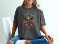 Dark grey t-shirt with Chicano Brown Pride All Star eagle emblem design.