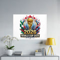 2026 World Cup United We Play trophy with flags and stars.