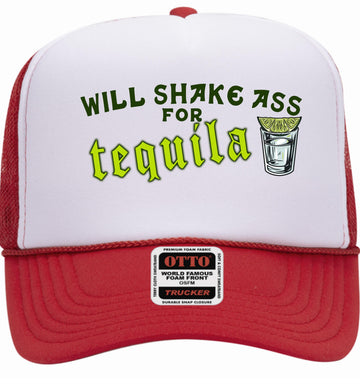 Will Shake Ass For Tequila Trucker Cap, Cute Women's Trucker Hat, , Funny Trucker Trucker Hat, Funny Bachelorette