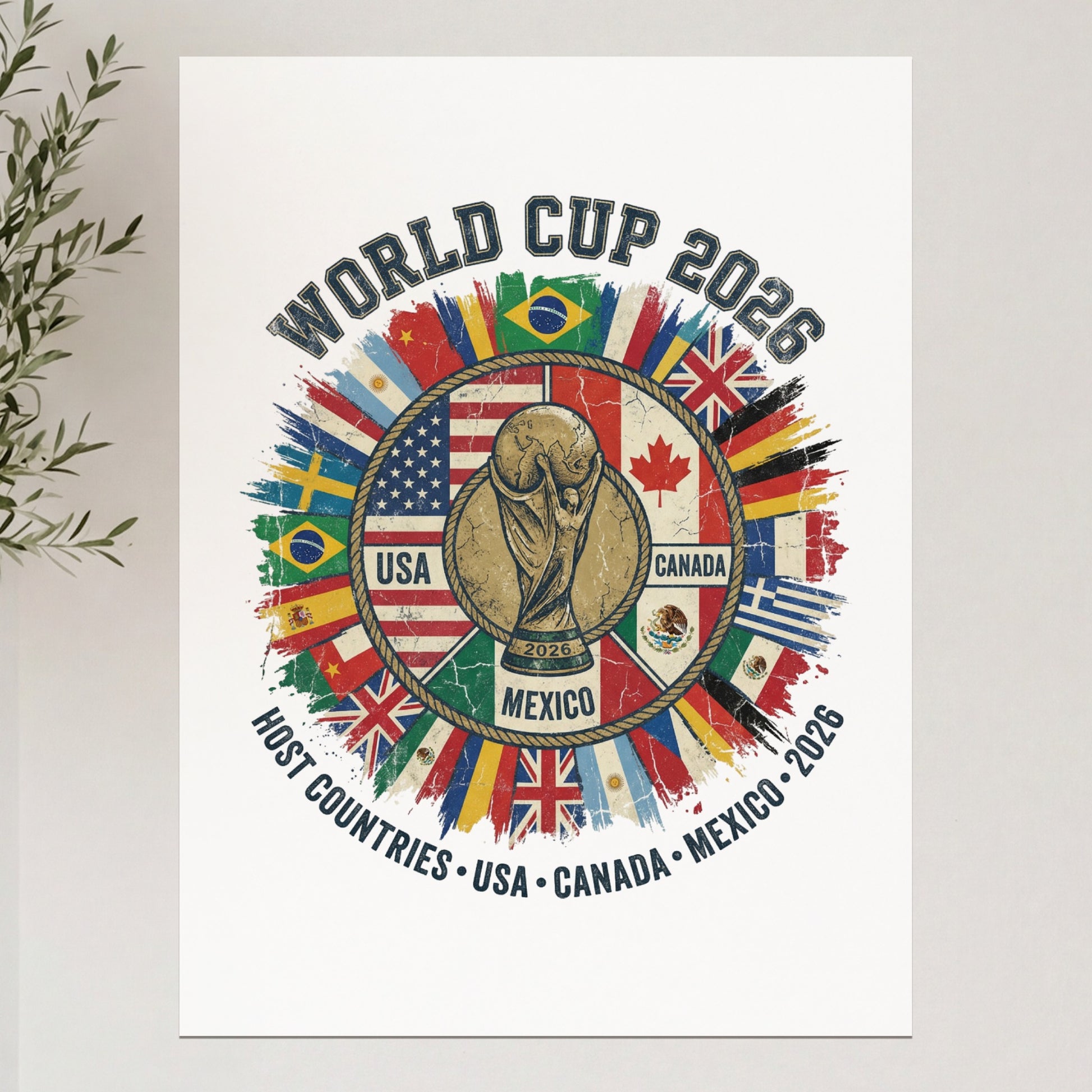 World Cup 2026 logo with host countries USA, Canada, and Mexico.