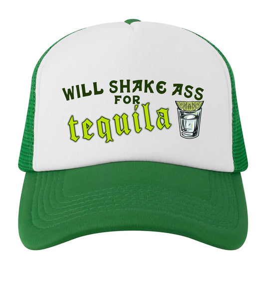 Will Shake Ass For Tequila Trucker Cap, Cute Women's Trucker Hat, , Funny Trucker Trucker Hat, Funny Bachelorette