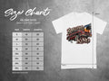 Gildan 5000 heavy cotton t-shirt size chart with width and length measurements in inches.