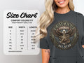Size chart for Comfort Colors 1717 heavyweight adult tee with 