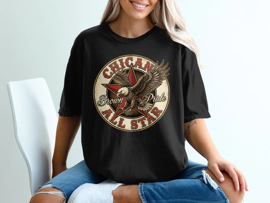 Chican Pride All Star eagle graphic t-shirt.