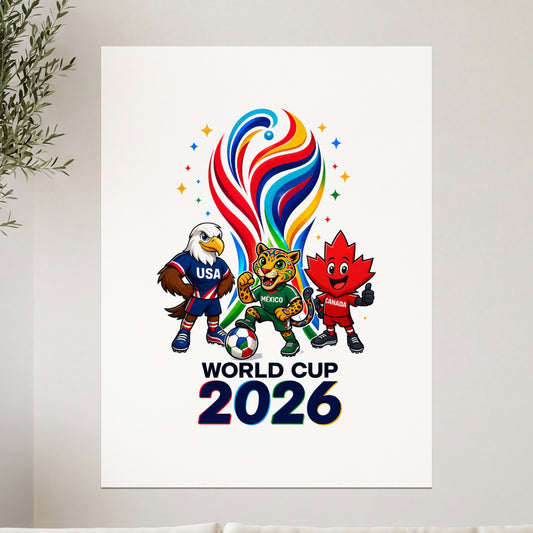 Mascots for USA, Mexico, and Canada at the 2026 World Cup.