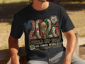2026 World Cup USA Canada Mexico t-shirt with trophy and soccer ball.