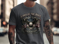 Dark grey t-shirt featuring an eagle emblem with 