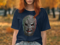 Navy t-shirt featuring a detailed luchador mask with Mexican flag colors.
