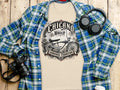 Tan t-shirt with 