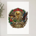 FIFA World Cup 2026 united we play logo with jaguar, eagle, and trophy.