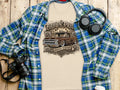 Tan t-shirt with 